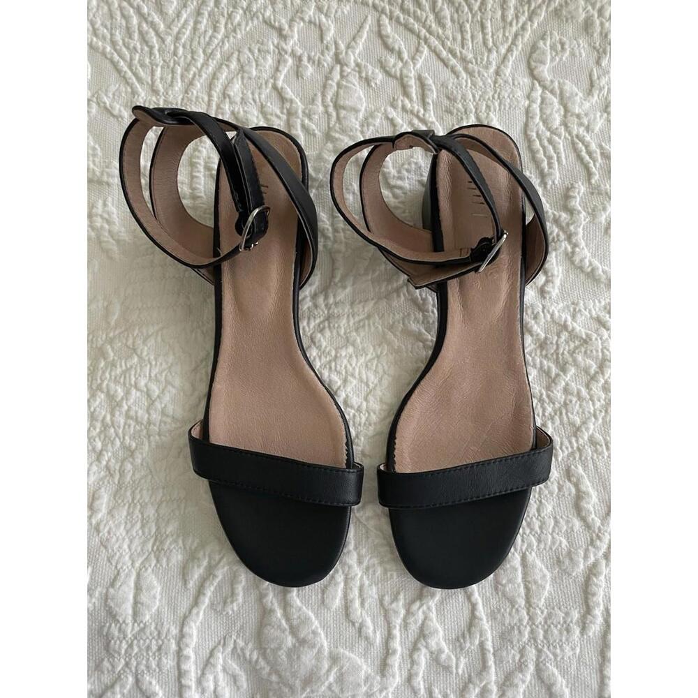 JJill Black Leather Ankle Strap Open Chunk Heels US Size 9 Shoes Women’s